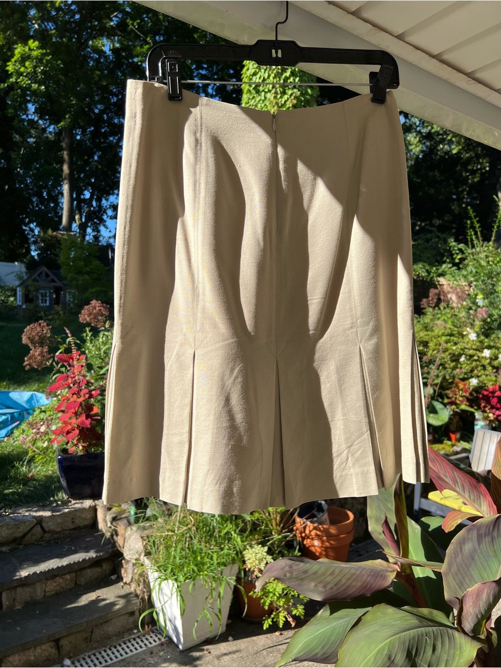 Vintage Searle Champagne Silk/Linen Look Pleated Skirt Minimalist - Picture 3 of 10